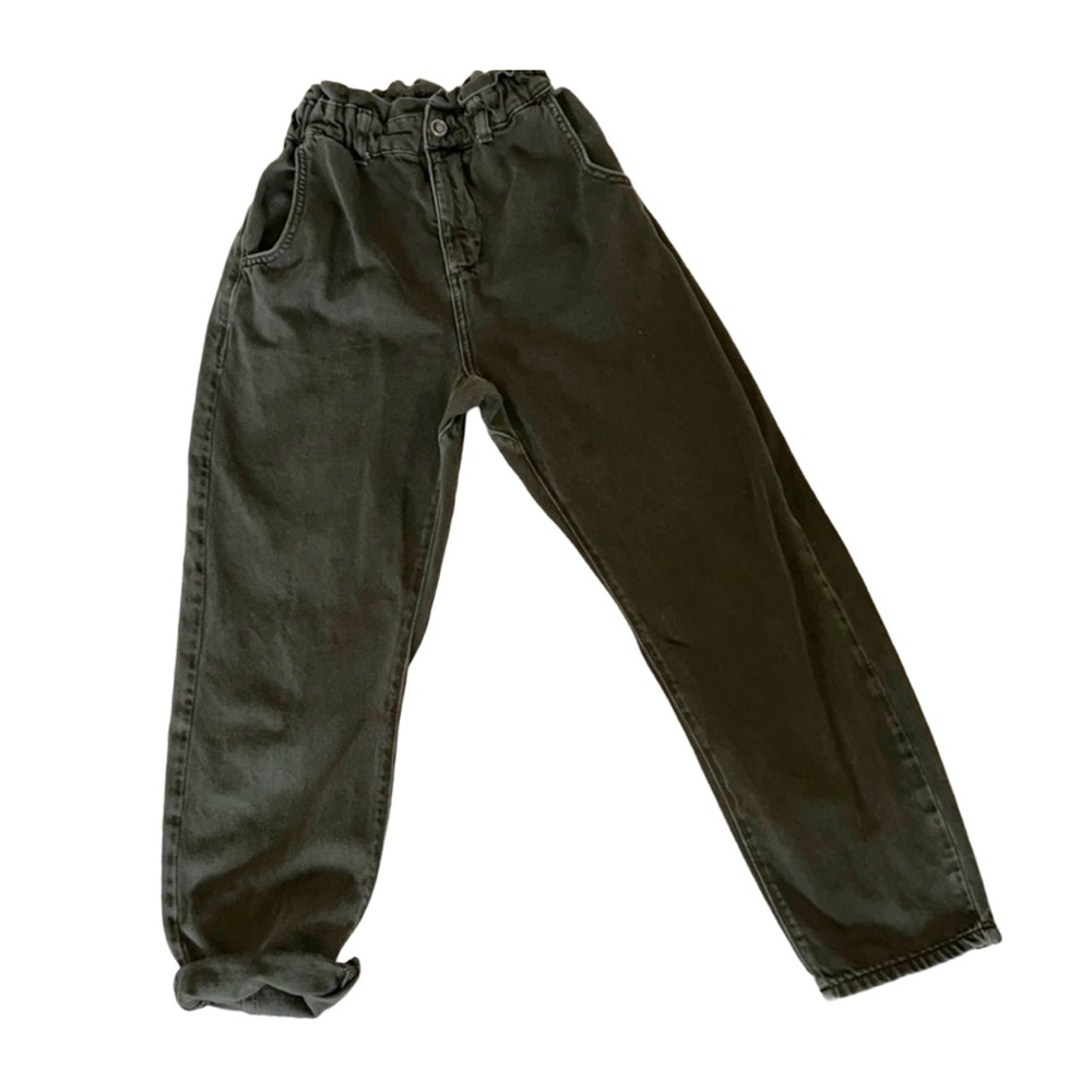 ZARA Olive Green High Waist Cargo Jogger Crop Denim Pants. Size 2